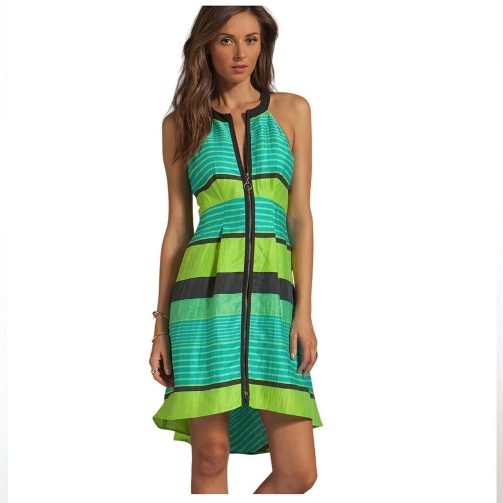 Nanette Lepore Black and Blue Striped Dress